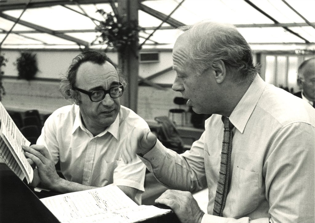 1983 - Bernard Haitink with pianist Alfred Brendel during a rehearsal in Bonn