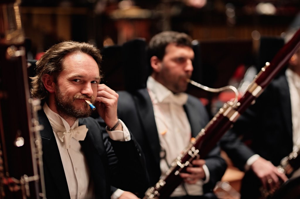Bassoonist Simon van Holen just before a concert, April 2025.