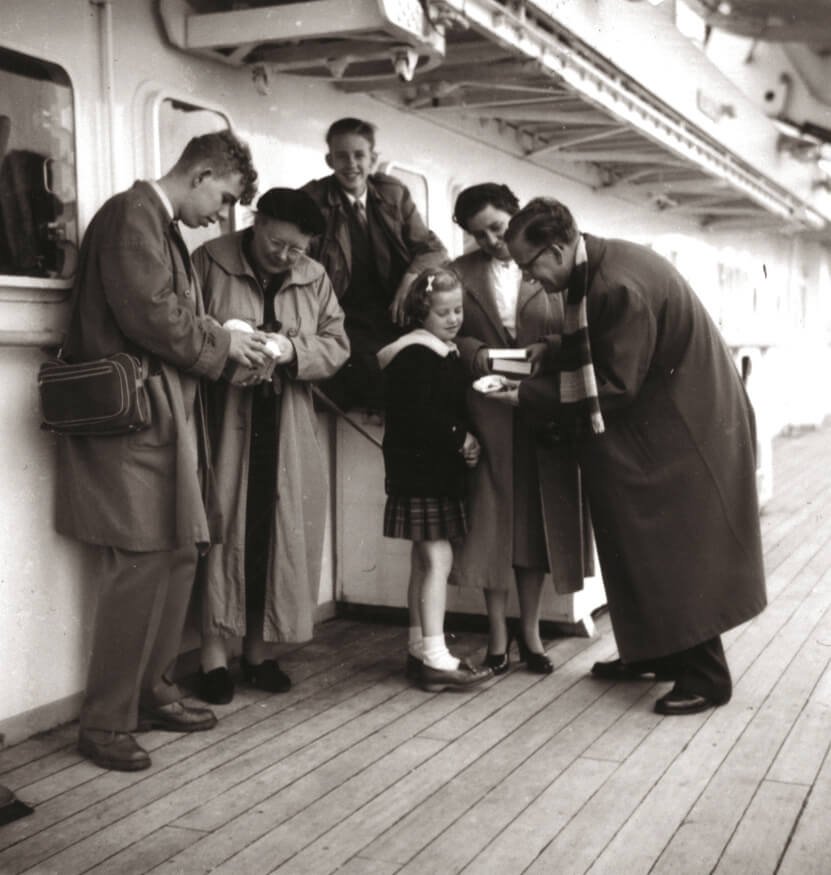 1954 - Orchestra musicians signing autographs for fans on the Noordam