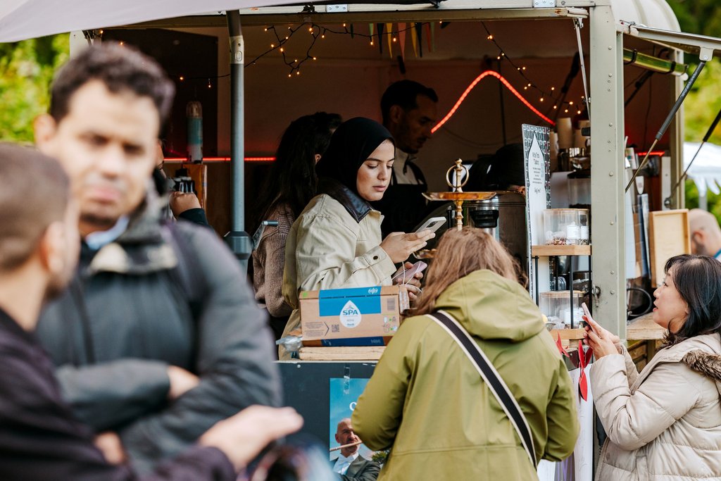 The food trucks serve plenty of different food and drink options.