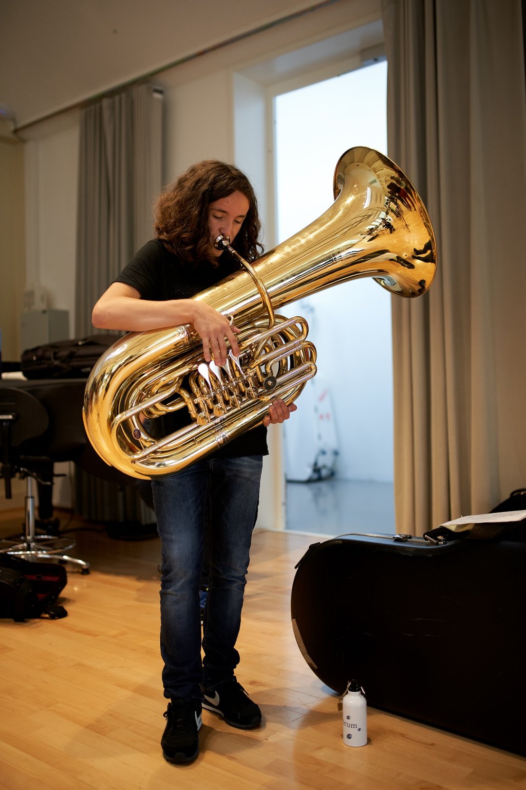 Member of Concertgebouw Orchestra Young, before the concert
