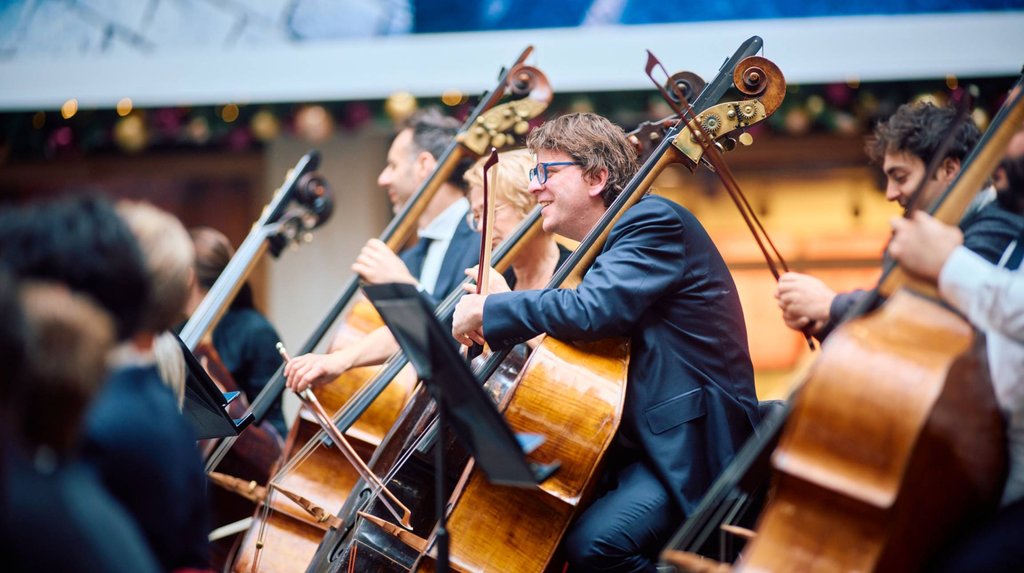 The Concertgebouw Orchestra performs in the central square of the hospital