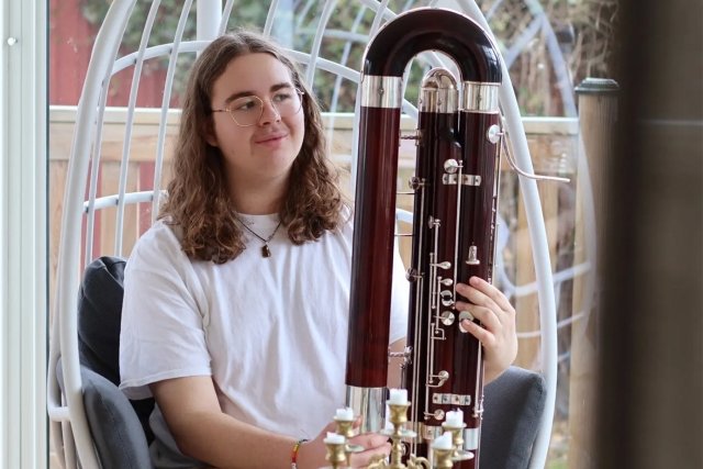 Alex Jovanovic with his contrabassoon